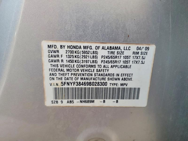 Продаж на аукціоні авто 2009 Honda Pilot, vin: 5FNYF38469B028300, номер лоту: 49173826