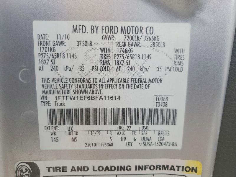 Продаж на аукціоні авто 2011 Ford F150, vin: 1FTFW1EF6BFA11614, номер лоту: 49397056