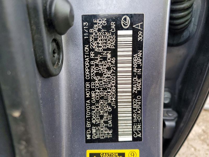 Aukcja sprzedaży 2013 Lexus Ct, vin: JTHKD5BH0D2172146, numer aukcji: 49608206