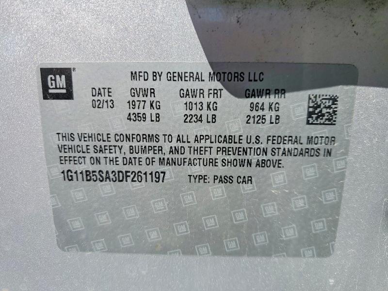 Продажа на аукционе авто 2013 Chevrolet Malibu, vin: 1G11B5SA3DF261197, номер лота: 51502376