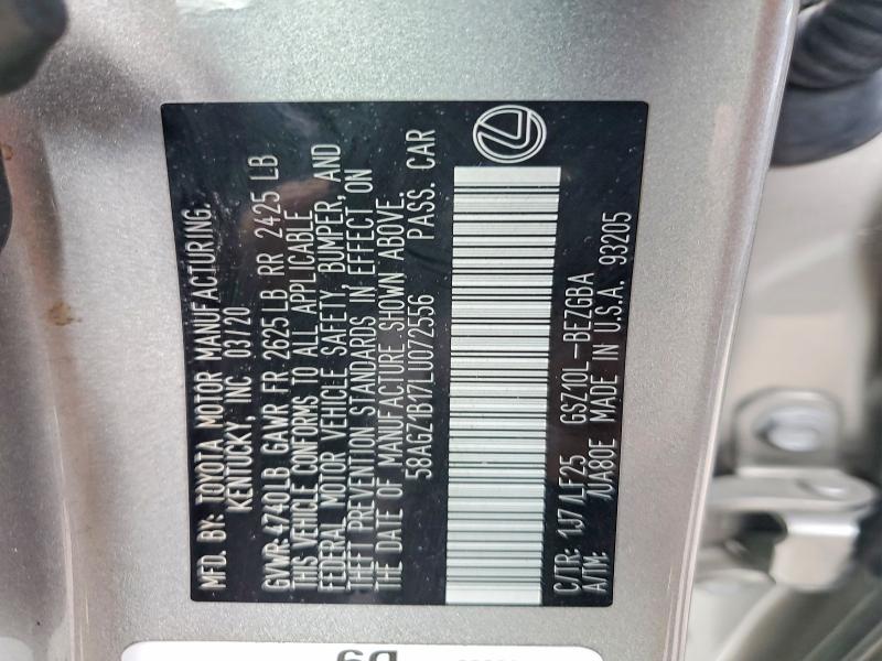 Продажа на аукционе авто 2020 Lexus Es, vin: 58AGZ1B17LU072556, номер лота: 50504646