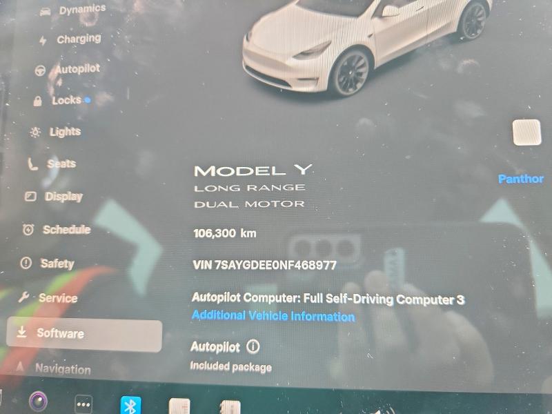 2022 Tesla Model Y მანქანა იყიდება აუქციონზე, vin: 7SAYGDEE0NF468977, აუქციონის ნომერი: 46263126