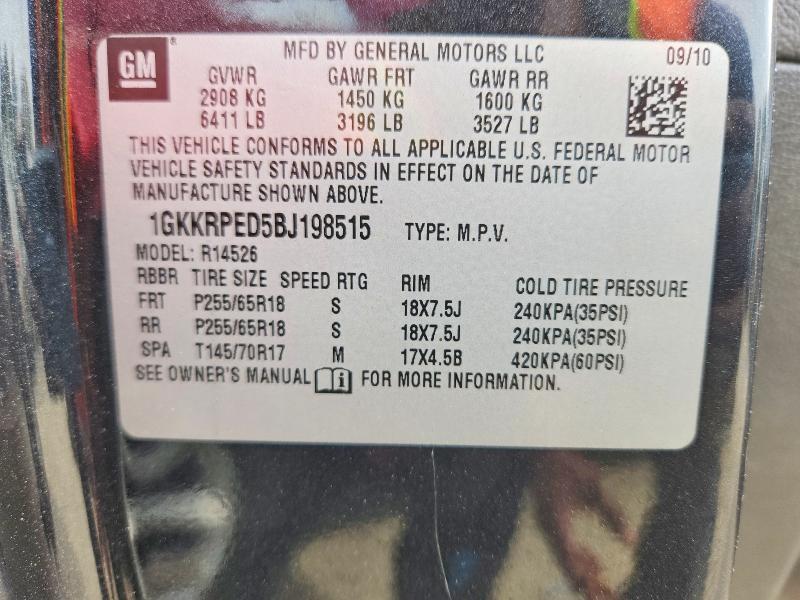 Aukcja sprzedaży 2011 Gmc Acadia, vin: 1GKKRPED5BJ198515, numer aukcji: 49823726