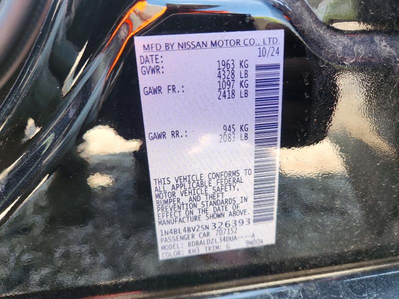 50769996 :رقم المزاد ، 1N4BL4BV2SN326393 vin ، 2025 Nissan Altima مزاد بيع