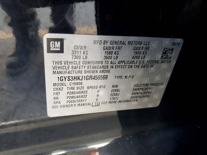 48980326 :رقم المزاد ، 1GYS3HKJ1GR458568 vin ، 2016 Cadillac Escalade مزاد بيع
