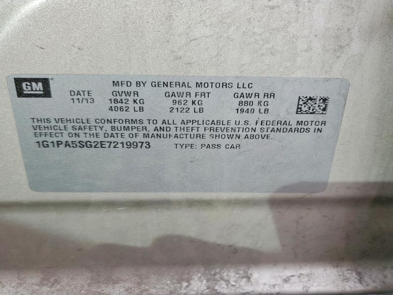 Продажа на аукционе авто 2014 Chevrolet Cruze, vin: 1G1PA5SG2E7219973, номер лота: 50123276