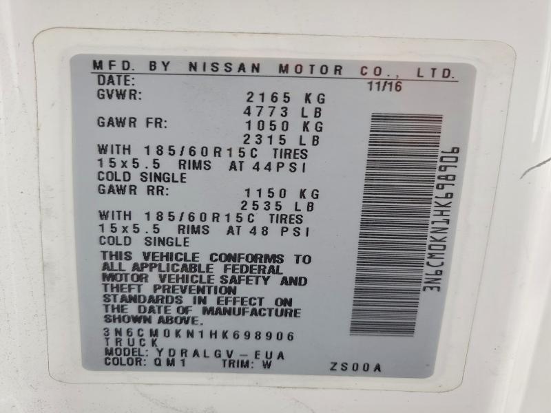 Продаж на аукціоні авто 2017 Nissan Nv200, vin: 3N6CM0KN1HK698906, номер лоту: 50676896