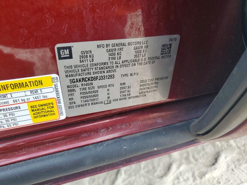 Продаж на аукціоні авто 2015 Buick Enclave, vin: 5GAKRCKD8FJ331283, номер лоту: 51996376