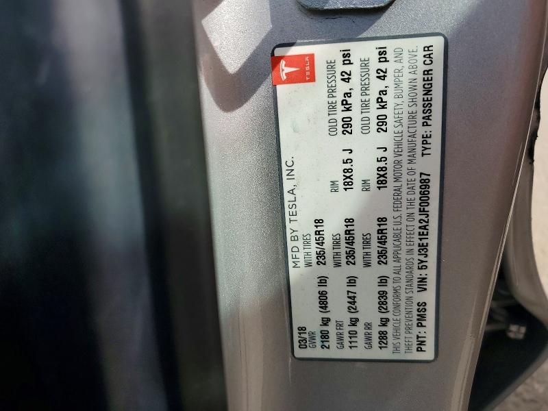 Aukcja sprzedaży 2018 Tesla Model 3, vin: 5YJ3E1EA2JF006987, numer aukcji: 49140556