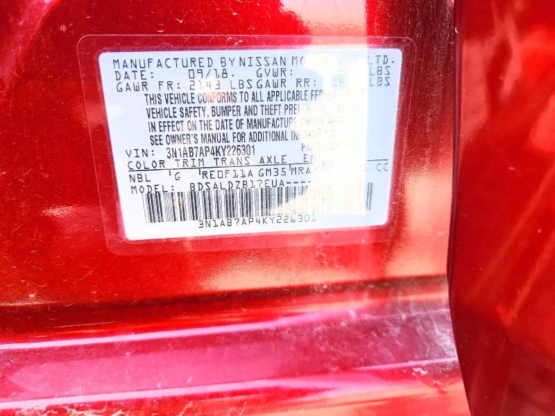 2019 Nissan Sentra მანქანა იყიდება აუქციონზე, vin: 3N1AB7AP4KY226301, აუქციონის ნომერი: 48982346