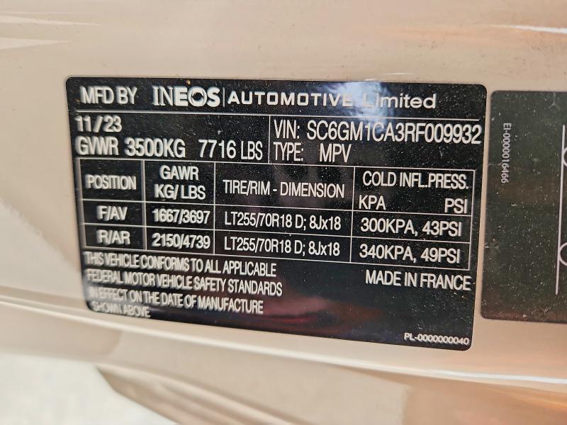 2024 Ineos Automotive Limited Grenadier მანქანა იყიდება აუქციონზე, vin: SC6GM1CA3RF009932, აუქციონის ნომერი: 50664796