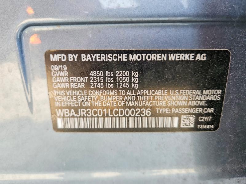 49638336 :رقم المزاد ، WBAJR3C01LCD00236 vin ، 2020 Bmw 530 مزاد بيع