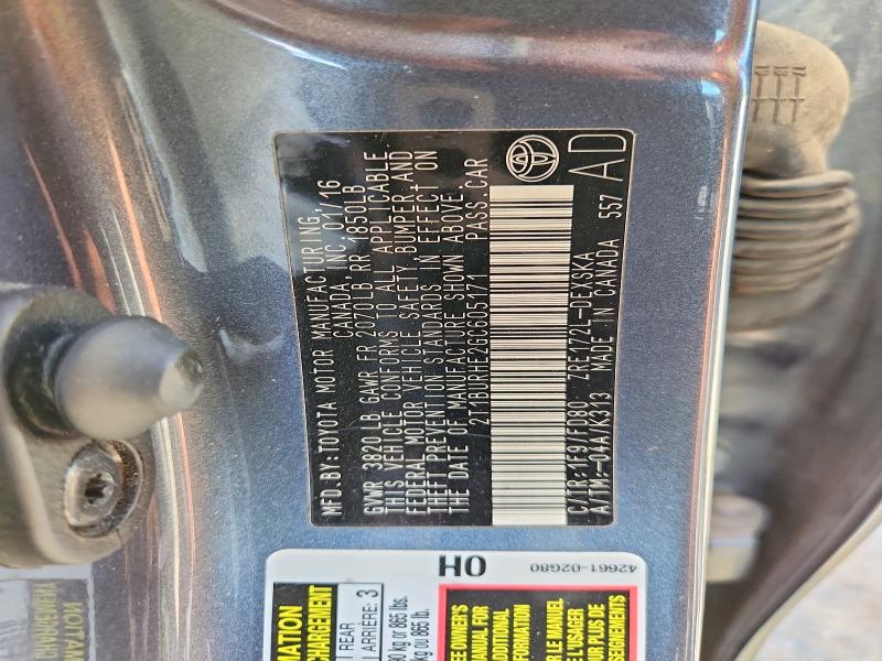 Aukcja sprzedaży 2016 Toyota Corolla, vin: 2T1BURHE2GC605171, numer aukcji: 55540306