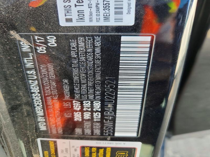 48861476 :رقم المزاد ، 55SWF4JB4HU229521 vin ، 2017 Mercedes-benz C مزاد بيع