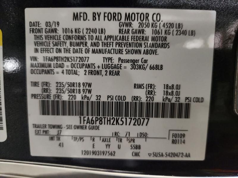 Aukcja sprzedaży 2019 Ford Mustang, vin: 1FA6P8TH2K5172077, numer aukcji: 51822616