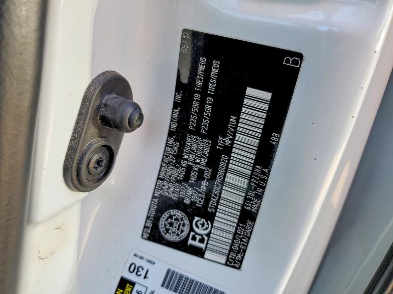 2017 Toyota Sienna მანქანა იყიდება აუქციონზე, vin: 5TDXZ3DC7HS860920, აუქციონის ნომერი: 50401656