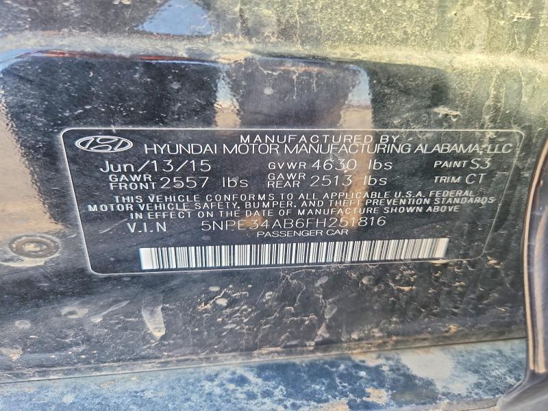 2015 Hyundai Sonata მანქანა იყიდება აუქციონზე, vin: 5NPE34AB6FH251816, აუქციონის ნომერი: 78285445