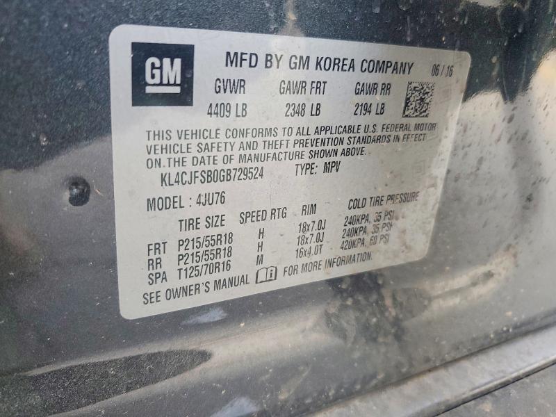 Auction sale of the 2016 Buick Encore, vin: KL4CJFSB0GB729524, lot number: 48241206