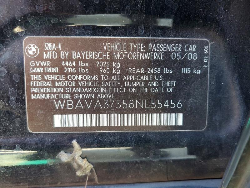 Aukcja sprzedaży 2008 Bmw 328, vin: WBAVA37558NL55456, numer aukcji: 50993226