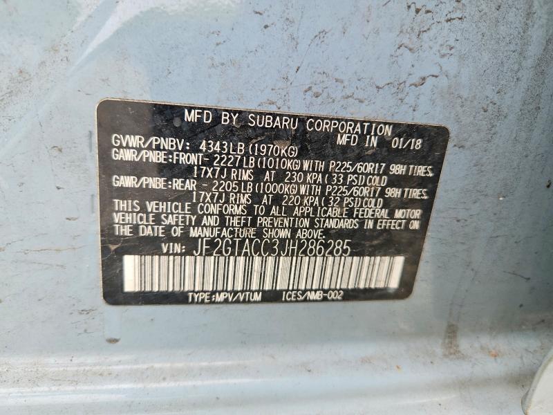 Aukcja sprzedaży 2018 Subaru Crosstrek, vin: JF2GTACC3JH286285, numer aukcji: 50837796
