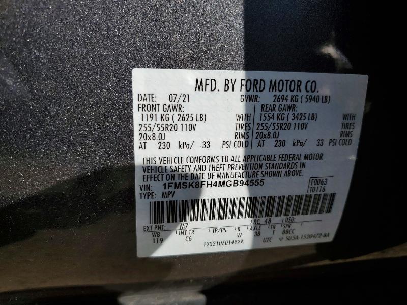 Aukcja sprzedaży 2021 Ford Explorer, vin: 1FMSK8FH4MGB94555, numer aukcji: 50651276