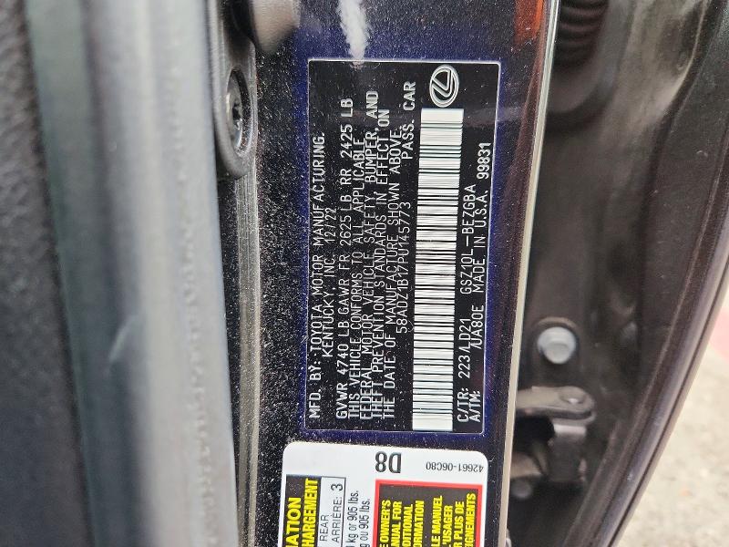 Aukcja sprzedaży 2023 Lexus Es 350, vin: 58ADZ1B17PU145773, numer aukcji: 48272386