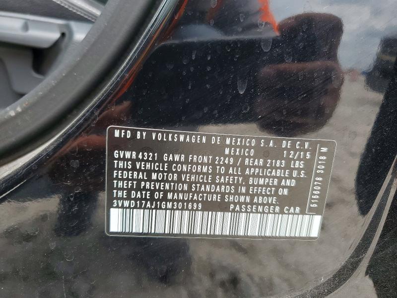 Auction sale of the 2016 Volkswagen Jetta, vin: 3VWD17AJ1GM301699, lot number: 50465676