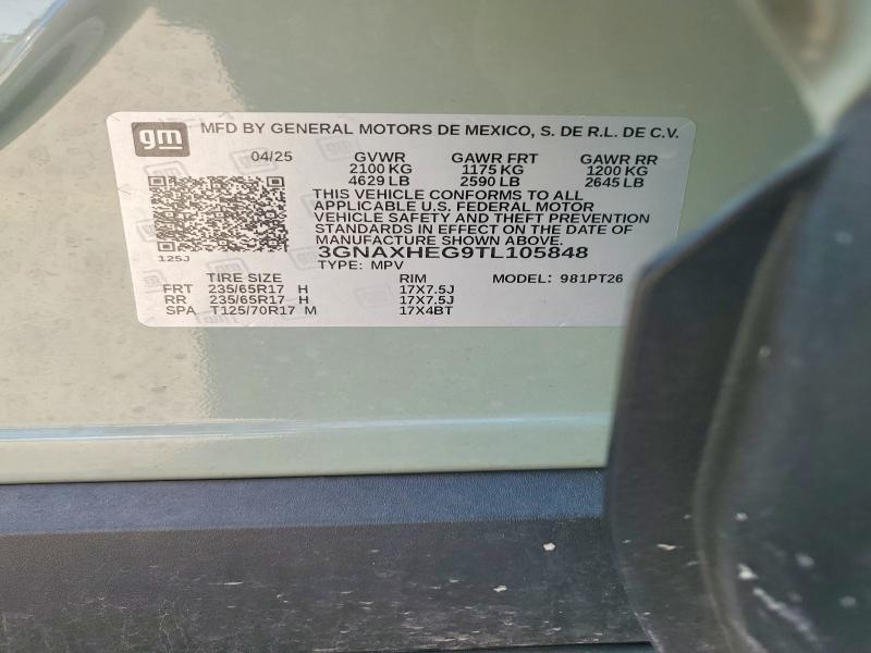 48962646 :رقم المزاد ، 3GNAXHEG9TL105848 vin ، 2026 Chevrolet Equinox مزاد بيع