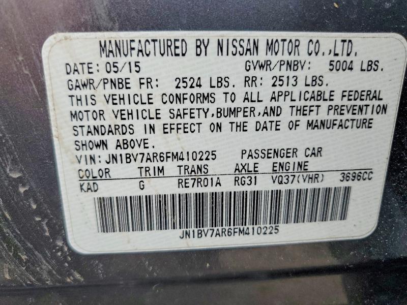 Продаж на аукціоні авто 2015 Infiniti Q50, vin: JN1BV7AR6FM410225, номер лоту: 51343766