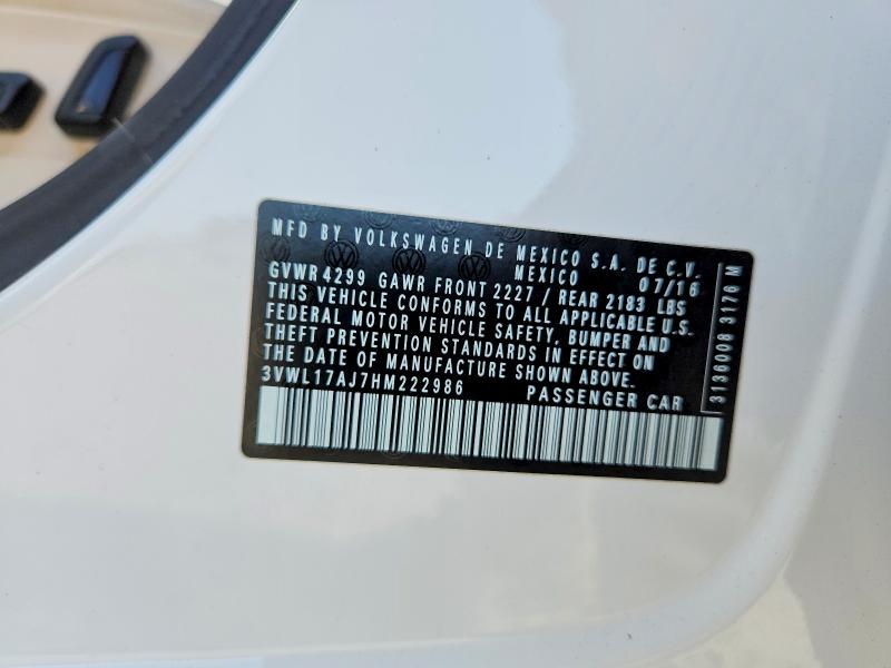 Aukcja sprzedaży 2017 Volkswagen Jetta, vin: 3VWL17AJ7HM222986, numer aukcji: 49841456