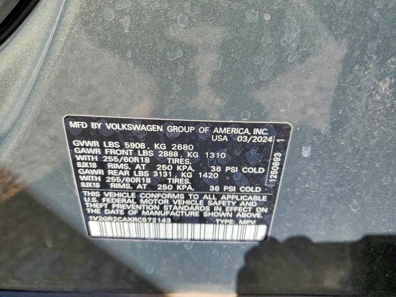 2024 Volkswagen Atlas მანქანა იყიდება აუქციონზე, vin: 1V2GR2CAXRC572143, აუქციონის ნომერი: 48284166