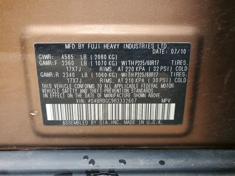 Продажа на аукционе авто 2011 Subaru Outback, vin: 4S4BRBGC9B3332607, номер лота: 51596986