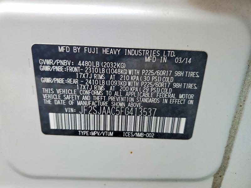 49796406 :رقم المزاد ، JF2SJAAC5FG413537 vin ، 2015 Subaru Forester مزاد بيع