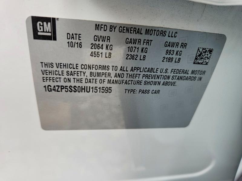 2017 Buick Lacrosse მანქანა იყიდება აუქციონზე, vin: 1G4ZP5SS0HU151595, აუქციონის ნომერი: 49805476