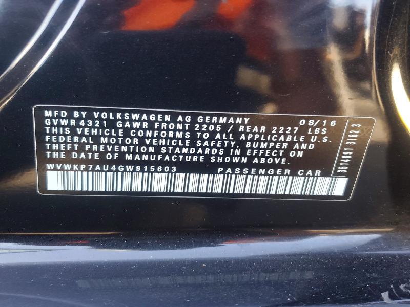 Aukcja sprzedaży 2016 Volkswagen E-golf, vin: WVWKP7AU4GW915603, numer aukcji: 50190146