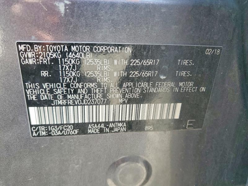 Aukcja sprzedaży 2018 Toyota Rav4, vin: JTMRFREV0JD237077, numer aukcji: 51796066