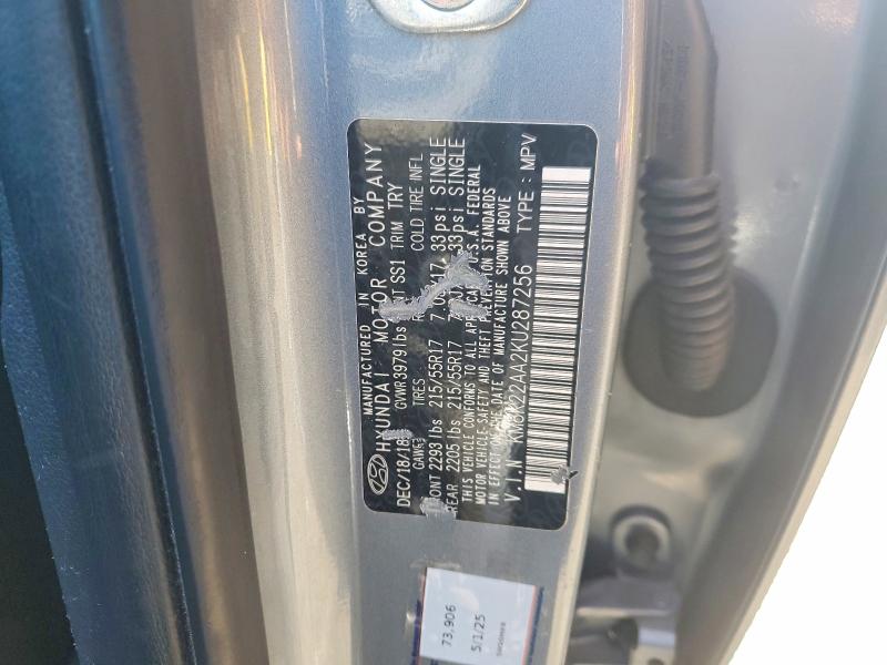 2019 Hyundai Kona მანქანა იყიდება აუქციონზე, vin: KM8K22AA2KU287256, აუქციონის ნომერი: 49047586