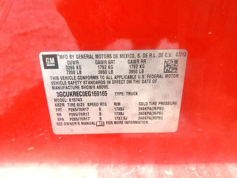 50454666 :رقم المزاد ، 3GCUKREC0EG169165 vin ، 2014 Chevrolet Silverado مزاد بيع