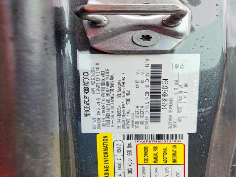2019 Ford Mustang მანქანა იყიდება აუქციონზე, vin: 1FA6P8TH8K5131954, აუქციონის ნომერი: 51517976