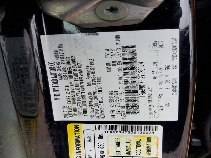 2016 Ford Fusion მანქანა იყიდება აუქციონზე, vin: 1FA6P0H75G5130074, აუქციონის ნომერი: 49339256