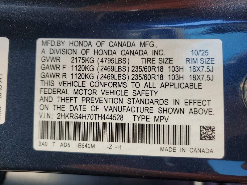 Продажа на аукционе авто 2026 Honda Cr-v, vin: 2HKRS4H70TH444528, номер лота: 48818806