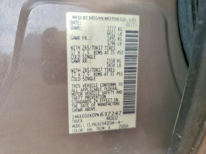 Продажа на аукционе авто 2023 Nissan Frontier, vin: 1N6ED1EK0PN637247, номер лота: 49381746