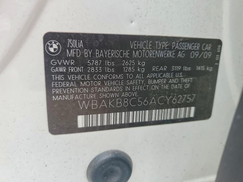 Продаж на аукціоні авто 2010 Bmw 750, vin: WBAKB8C56ACY62757, номер лоту: 47780606