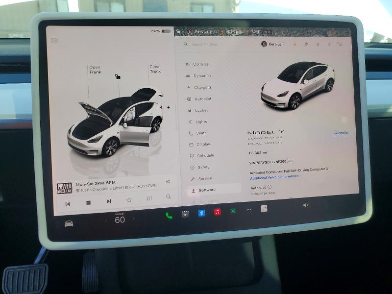 Aukcja sprzedaży 2022 Tesla Model Y, vin: 7SAYGDEE7NF360873, numer aukcji: 49120516