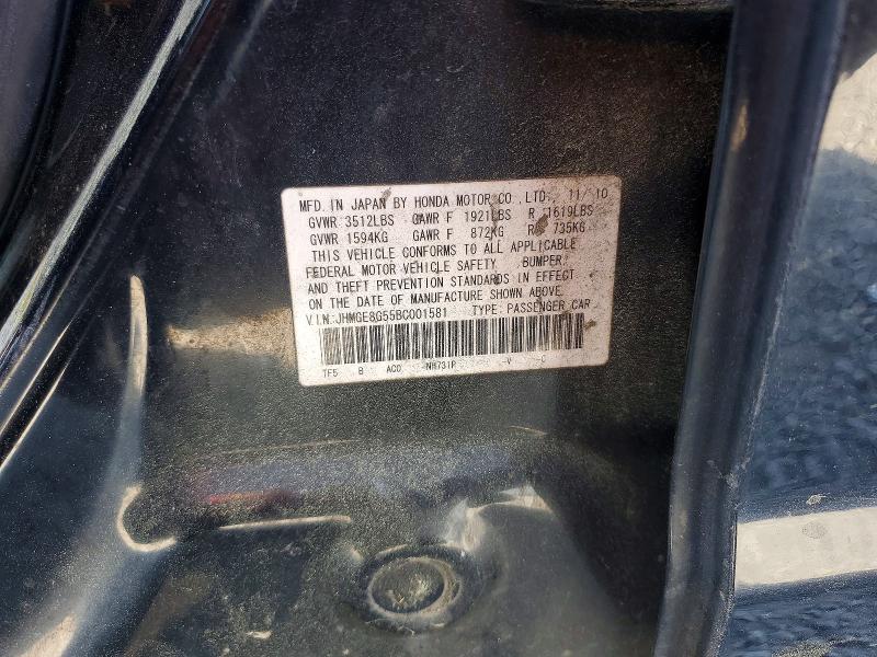 48183546 :رقم المزاد ، JHMGE8G55BC001581 vin ، 2011 Honda Fit مزاد بيع