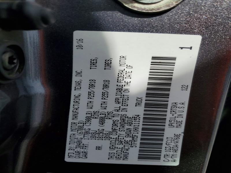 2017 Toyota Tundra მანქანა იყიდება აუქციონზე, vin: 5TFRM5F1XHX111554, აუქციონის ნომერი: 50566776