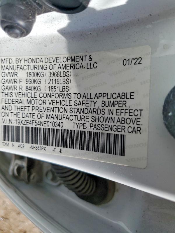 Продажа на аукционе авто 2022 Honda Insight, vin: 19XZE4F54NE010340, номер лота: 50482636