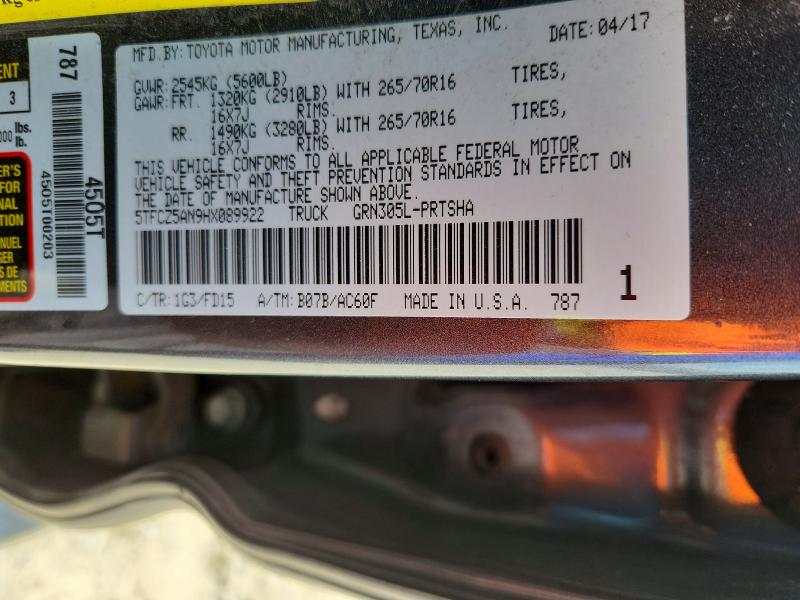 Aukcja sprzedaży 2017 Toyota Tacoma, vin: 5TFCZ5AN9HX089922, numer aukcji: 51118666