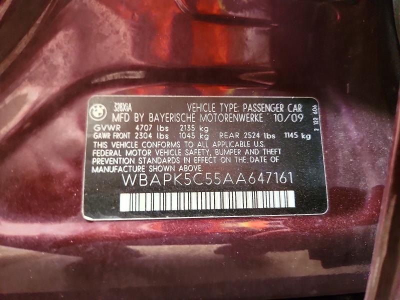 2010 Bmw 328 მანქანა იყიდება აუქციონზე, vin: WBAPK5C55AA647161, აუქციონის ნომერი: 51582496