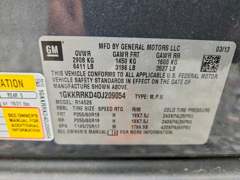 Продажа на аукционе авто 2013 Gmc Acadia, vin: 1GKKRRKD4DJ209054, номер лота: 51947476